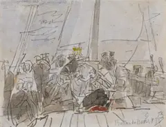 "Bateau du Havre" by Eugène Louis Boudin, Aquarell über Bleistift auf Papier, sold Jun 2021