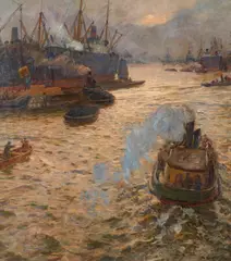 Friedrich Kallmorgen, "In Rauch und Dunst", 1903, Öl auf Leinwand