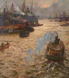 Friedrich Kallmorgen, "In Rauch und Dunst", 1903, Öl auf Leinwand