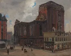 "Ruine der Michaeliskirche in Hamburg" by Friedrich Kallmorgen, 1906, Öl auf Leinwand, sold Nov 2021