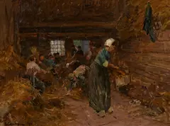 Holländische Flachsscheuer by Friedrich Kallmorgen, Öl auf Leinwand, sold Nov 2021