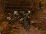 Friedrich Kallmorgen, Holländische Flachsscheuer, Öl auf Leinwand