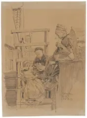 "Volendam" by Friedrich Kallmorgen, Bleistiftzeichnung auf Papier, sold Jun 2021