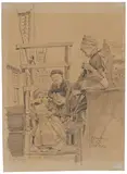 Friedrich Kallmorgen, "Volendam", Bleistiftzeichnung auf Papier