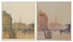 Friedrich Kallmorgen, "Hamburg", Um 1898, Tuschfeder, Bleistift, Gouache, Aquarell und Kreide auf Papier