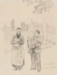 "Kermis in Hoorn" by Friedrich Kallmorgen, Bleistift auf Papier, sold Nov 2021