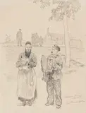 Friedrich Kallmorgen, "Kermis in Hoorn", Bleistift auf Papier