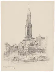Friedrich Kallmorgen, St. Michaelis in Hamburg, Bleistift auf Papier