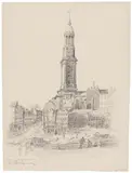Friedrich Kallmorgen, St. Michaelis in Hamburg, Bleistift auf Papier