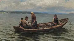 Jahn Ekenæs, Fischer auf norwegischem See, 1898, Öl auf Leinwand