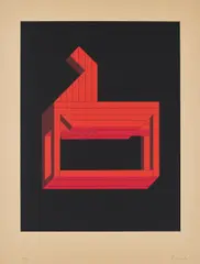 Erwin Heerich, Ohne Titel, 1971, Farbserigrafie auf braunem Karton