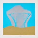 Heinz Mack, Erscheinung eines Flügels in der Wüste, 1967, Farbserigrafie, Silberbronze und Sand auf leichtem Karton