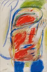 Figur mit erhobenen Armen by Horst Antes, 1960/61, Gouache und Farbkreiden auf Japan, sold Jun 2021