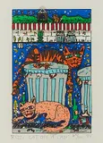 James Rizzi, Cat on a Can, 1988, 3D-Farblithografie auf Velin