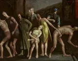 Volker Stelzmann, "Schmale Bühne", 1996, Mischtechnik auf Hartfaser