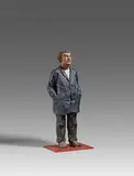 Mann mit blauer Jacke by Stephan Balkenhol, 2003, Bronze, braun patiniert und bemalt, sold Jun 2021