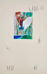 Nicola De Maria, L'atre é l'essenza di questo mondo..., 1981, Mischtechnik auf Karton und Rupfen