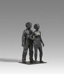 Paar by Stephan Balkenhol, 2005, Bronze, schwarz und grün patiniert, sold Jun 2021