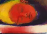 Leiko Ikemura, Floating Face, 2009, Tempera auf Leinwand