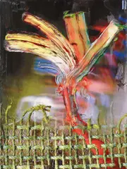 Fabian Marcaccio, Structural Blow Paintant, 2001, Farbiger Inkjet-Print, Acryl, Öl und Silikon auf Leinwand