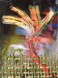 Fabian Marcaccio, Structural Blow Paintant, 2001, Farbiger Inkjet-Print, Acryl, Öl und Silikon auf Leinwand