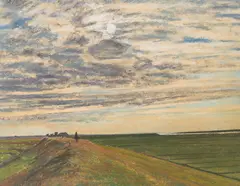 Wolkenlandschaft by Max Clarenbach, Kreide auf beigem Papier, sold Sep 2021