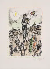 Marc Chagall, Platzkonzert, 1983, Farblithografie auf Arches FRANCE (Wasserzeichen)