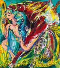 Antonius Hoeckelmann, Ohne Titel (Frau und Pferd), 1996, Öl auf Leinwand