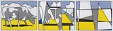 Roy Lichtenstein, Cow Triptych (Cow Going Abstract), 1982, screenprint on paper