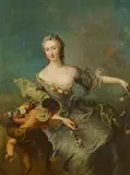 Antoine Pesne, Portrait der Louise Albertine Freifrau von Grappendorf (1729-1753) als Flora, Öl auf Leinwand