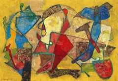 Wilhelm Imkamp, Ohne Titel, 1960, Mischtechnik auf Karton