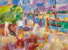 Manfred Henninger, Am Mittelmeer, 1956, Öl auf Leinwand