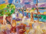 Manfred Henninger, Am Mittelmeer, 1956, Öl auf Leinwand