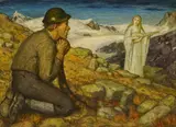 Matthäus Schiestl, Der Gletschergeist, Öl auf Holz