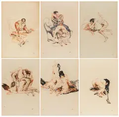 Leo Putz, Ohne Titel. Mappe mit 14 erotischen Zeichnungen, Um 1924, Pastell auf Papier