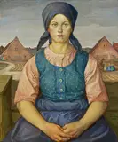 Rudolf Schiestl, Mädchen aus dem Knoblauchsland, Öl auf Holz