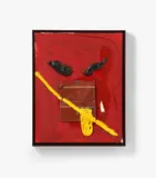 Jonathan Meese, "DIKTATOR 'EI' ", 2007, Geldbörse und Mischtechnik auf Leinwand