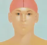Heinz Rabbow, Mann mit Badekappe, 1999, Öl auf Hartfaser