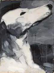 Jörg Lozek, "Hund I", 2001, Mischtechnik auf leichtem Karton auf Leinwand