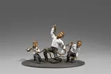 Laocoön by Stephan Balkenhol, 2016, Bronze, hellbraun patiniert und partiell farbig gefasst, sold Jun 2021