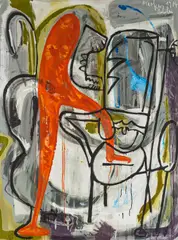 Markus Oehlen, Ohne Titel, 1983, Dispersion und Wachs auf Nessel