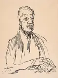 Oskar Kokoschka, Selbstbildnis mit Schildkröte, 1969/70, Lithografie auf Arches (Wasserzeichen)