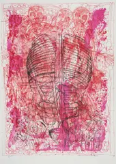 Ohne Titel by Hermann Nitsch, Farblithografie auf BFK RIVES (Wasserzeichen), individuell überarbeitet, sold Jun 2021