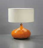 Table lamp by Jacques Ruelland and Dani Ruelland, circa 1960, Glazed earthenware, brass, tubular brass, paper shade, offered Apr 2014