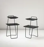 Mathieu Matégot, Two phone tables, 1953, Painted perforated metal, painted metal