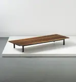 Bench, from Cité Cansado, Cansado, Mauritania by Charlotte Perriand, 1958, Mahogany, painted metal, offered Apr 2014