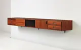 Wall-mounted sideboard by Gianfranco Frattini and Franco Bettonica, designed 1958, executed 1964, Paduk, steel, offered Apr 2014