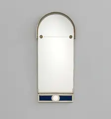 Herman Bergman, Mirror, circa 1925, Pewter, mirrored glass, coloured glass