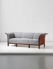Three-seater sofa by Frits Henningsen, circa 1938, Cuban mahogany, Cuban mahogany-veneered wood, fabric, offered Apr 2014