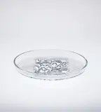 Tapio Wirkkala, Large dish, model no. 3561, 1967-1974, Clear and textured glass still-blown into mould